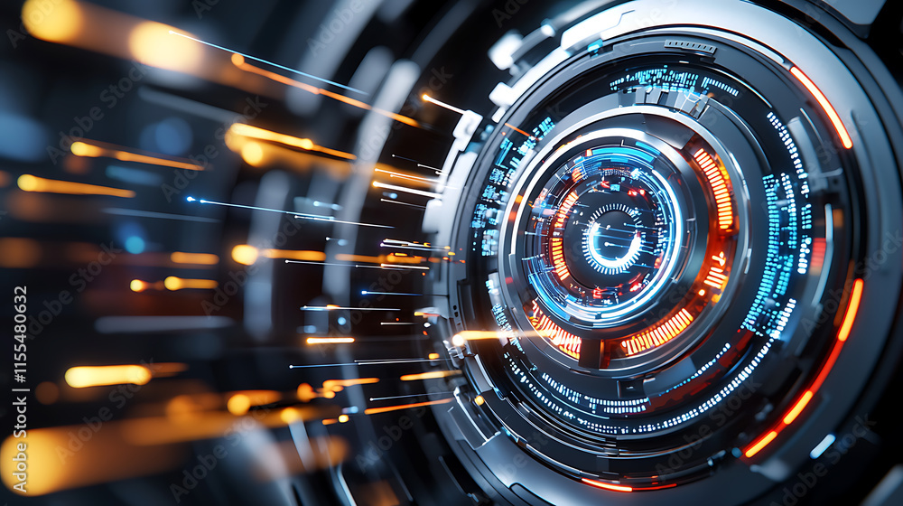 Poster futuristic technology interface digital realm abstract visualization high-tech environment close-up 