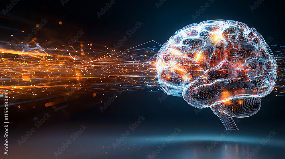 Poster neural connectivity exploration brain insights virtual space digital art futuristic environment abst