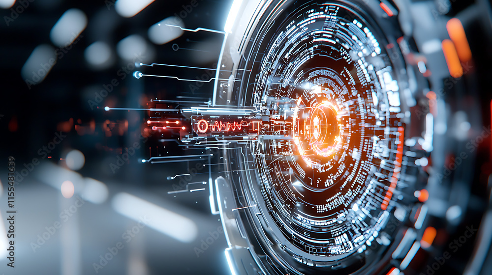 Poster futuristic technology visualization digital realm concept art high-tech environment abstract viewpoi