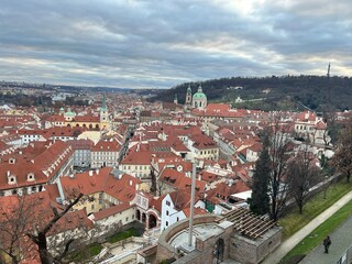 Red roofs on buildings