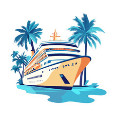 Obraz premium Luxury Cruise Ship in Tropical Paradise: A Vacation Dream
