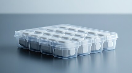 Transparent Storage Container with White Cubes