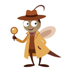 A mosquito dressed as a detective vector art illustration