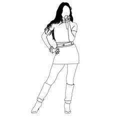 Sketch of female K-Pop idols in casual clothes on stage.