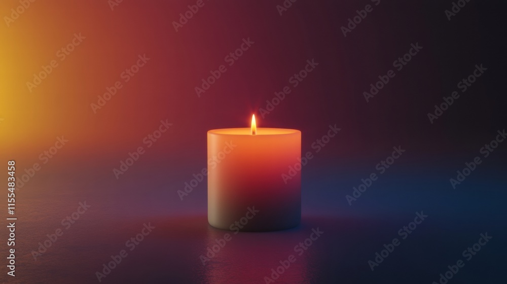 Fototapete Soft glow of a lit candle surrounded by warm color gradients during a calm evening atmosphere. Generative AI