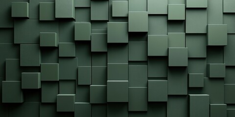 Abstract green square patterns digital art modern design minimalist environment close-up view creative concept
