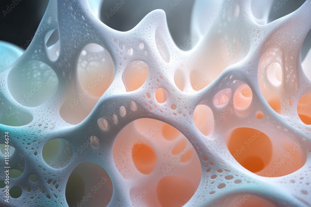 Aufkleber abstract 3d render of a porous, interconnected structure resembling foam or bone.