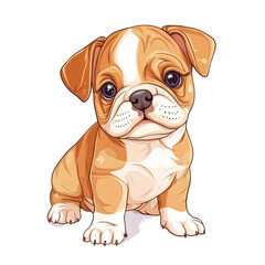Obraz premium Adorable Bulldog Puppy: A Digital Illustration