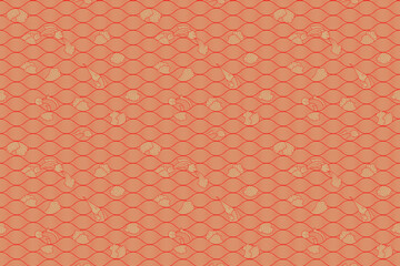 Fototapeta premium Thai wave pattern with several fish, seamless background, wavy line art