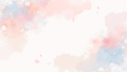 Fototapeta premium Dreamy Pastel Watercolor Wash in Pink, Peach and Blue with White Space