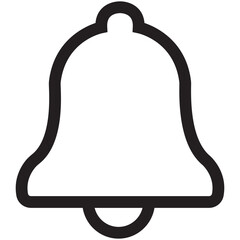 Notification bell icon in line style. Alarm symbol. Incoming inbox message. Ringing bell. Alarm clock, smartphone application alert. Social media element isolated on transparent background.