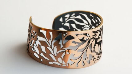 Naklejka premium Elegant Laser Cut Cuff Bracelet with Intricate Patterns