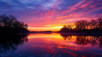A Beautiful Sunset over the Sea with Amazing Clouds