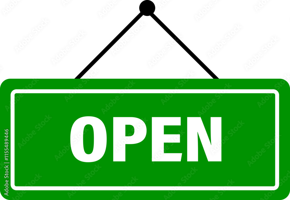 Fototapete open sign board icon in trendy flat style. button vector for graphic design isolated on transparent 