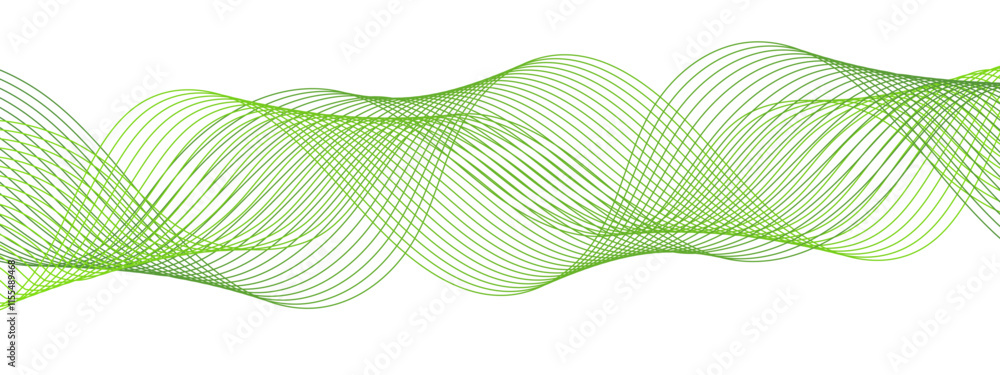 Aufkleber Abstract green background with waves. Minimal round lines waves background. Futuristic tech background with Curved wavy line. seamless wave pattern glowing science flowing line graphic template 