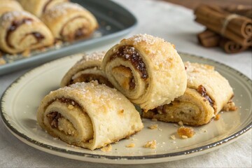 Delicious Rugelach Pastries on a Wooden Table