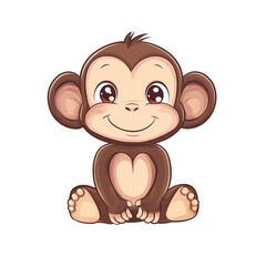 Adorable Baby Monkey Cartoon Illustration