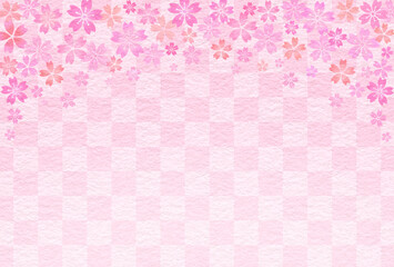 Fototapeta premium 桜の花 和柄 市松模様 文様 和風 和紙 飾り 枠 和 素材 年賀 正月 お花見 ひな祭り 入学 卒業 新生活 キャンペーン おしゃれ 華やか 和モダン 抽象的