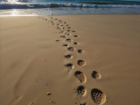 footprints on the beach