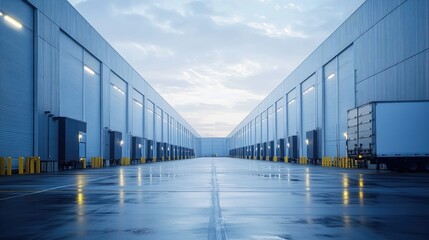 Obraz premium Modern Distribution Center: Logistics and Transportation Hub