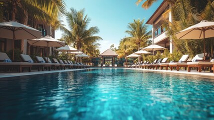 Fototapeta premium Luxury Tropical Resort Poolside Paradise