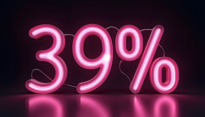 Thirty-Nine Percent Off Neon Sign, Pink Light Sale Advertisement