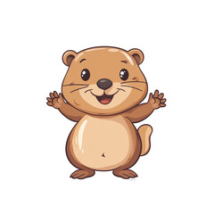 Fototapeta premium Adorable Happy Otter Cartoon Illustration