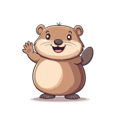 Adorable Cartoon Otter Waving Hello