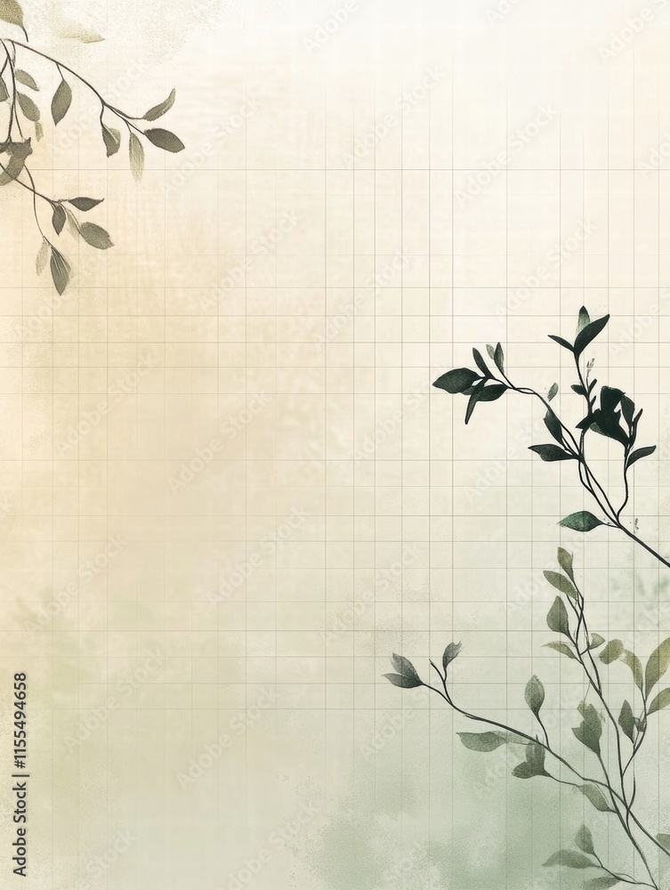 Leinwandbilder elegant minimalist planner layout featuring subtle grid lines and botanical elements for thoughtful 