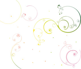 A curved stem with floral design with white background