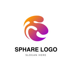 Sphere logo with gradient color, vector logo template 