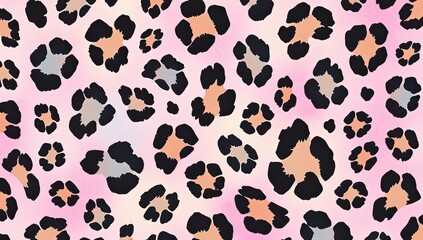 Black Leopard Spots on Pink Gradient Background