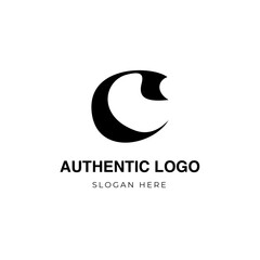 Letter C logo mark, beautiful letter vector logo, stylish serif font.