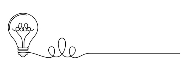 Bulb Idea Line Art. Continuous One Line Drawing Illustration