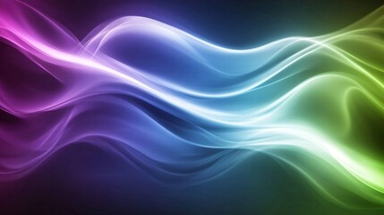 abstract background with blue and purple smoke curves in the dark.