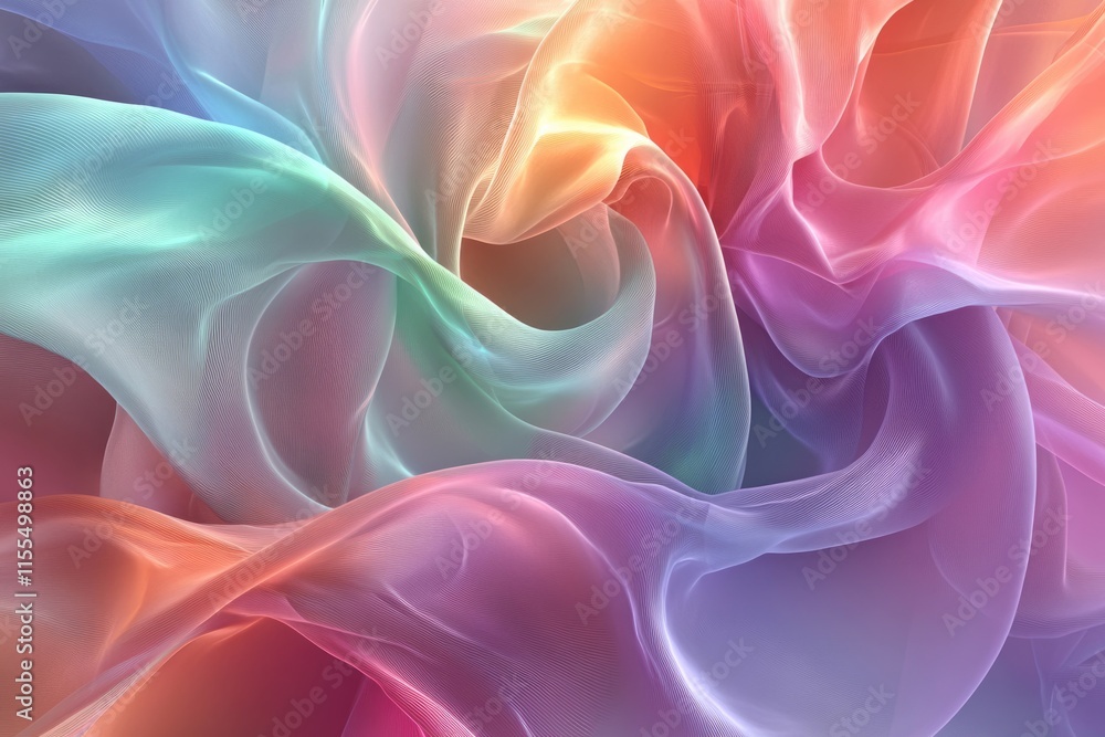 Aufkleber abstract image of pastel-colored translucent fabric swirling in a mesmerizing pattern.