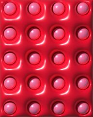 Red background with smooth shiny surface and pink circles, 3D rendering illustration