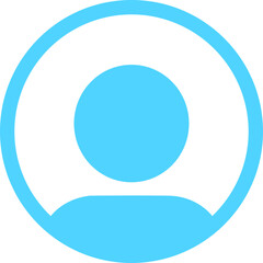 Profile user icon. Person profile avatar with account symbol. Blue Flat and line vectors isolated on transparent background. Icons for applications and communication. Social media concepts.