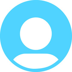 Profile user icon. Person profile avatar with account symbol. Blue Flat and line vectors isolated on transparent background. Icons for applications and communication. Social media concepts.