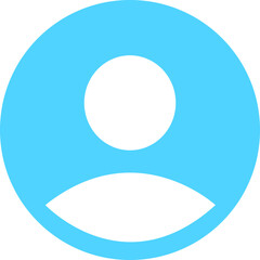 Profile user icon. Person profile avatar with account symbol. Blue Flat and line vectors isolated on transparent background. Icons for applications and communication. Social media concepts.