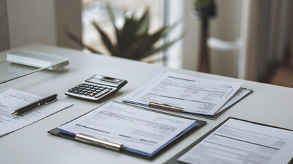Medical bills paperwork scattered on a desk, symbolizing the financial burden and administrative challenges faced by patients and healthcare providers in managing medical expenses.