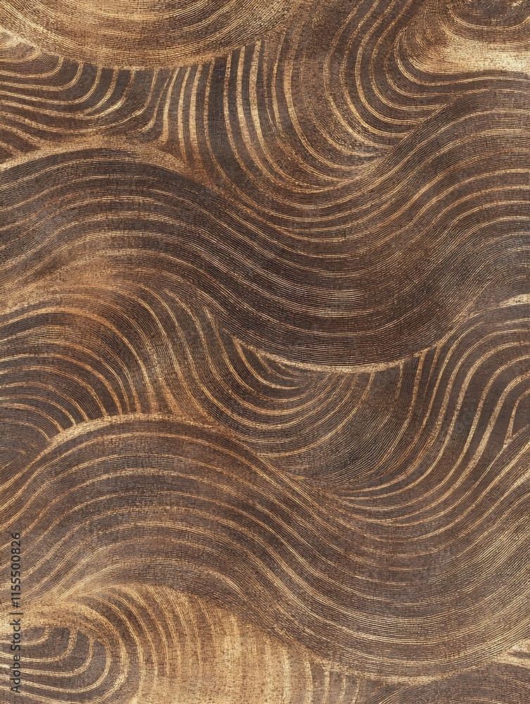 Poster wooden textured background with flowing wavy patterns for vintage decor ideas : generative ai
