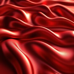 Obraz premium Red silk fabric with elegant waves and folds, luxurious texture.