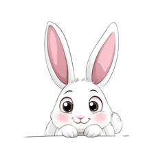 Adorable White Bunny Peeking Over