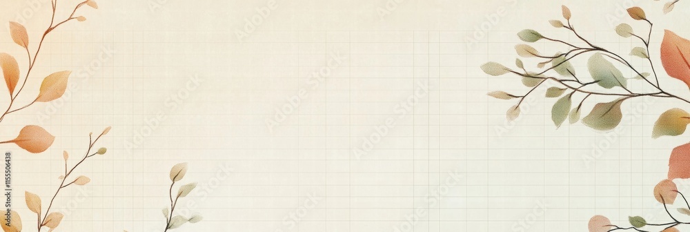 Fototapete planner layout with subtle grid lines and minimalistic floral design for creative organization and p
