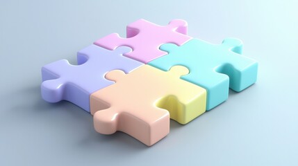 Soft Pastel Interlocking Puzzle Pieces on Calm Background for Abstract Concepts and Creative Designs