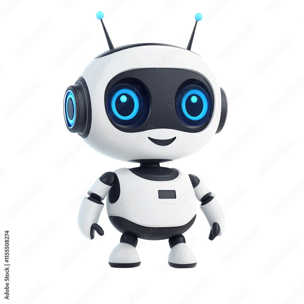 Poster adorable 3d render of a friendly robot