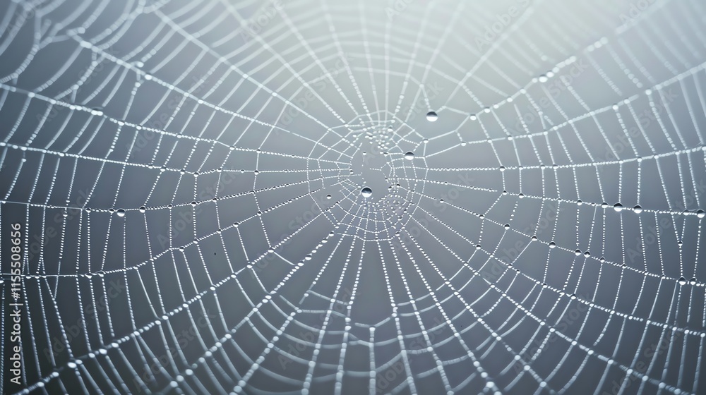 Canvas Prints a spider web with morning dew drops on it.