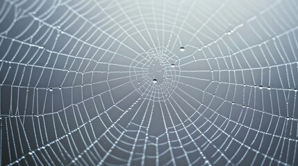 Fototapeta premium A spider web with morning dew drops on it.