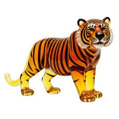 Fototapeta premium Glass tiger figurine isolated on transparent background png
